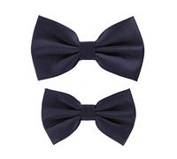 axy Vater-Sohn Fliegen Set im Partnerlook Premium in Geschenkbox, bereits gebunden und verstellbar, Fliege im Seidenlook für Herren Kinder Jungen FLIP3 (Navyblau)