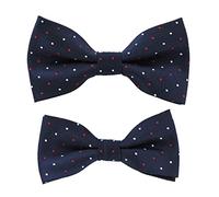 axy Vater-Sohn Partnerlook Fliege Schleife, bereits gebunden, gemusterte Fliegen, Konfirmation verstellbar in verschiedenen Farben FLIP2 (Bunt Nr.24)