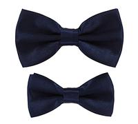 axy Vater-Sohn Partnerlook Fliege Schleife, bereits gebunden, Konfirmation verstellbar in verschiedenen Farben FLIP1 (Schwarzblau)