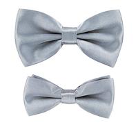 axy Vater-Sohn Partnerlook Fliege Schleife, bereits gebunden, Konfirmation verstellbar FLIP1 (Grau)
