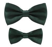 axy Vater-Sohn Partnerlook Fliege Schleife, bereits gebunden, Konfirmation verstellbar FLIP1 (Schwarzgrün)