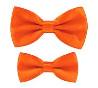 axy Vater-Sohn Partnerlook Fliege Schleife, bereits gebunden, Konfirmation verstellbar in verschiedenen Farben FLIP1 (Orange)