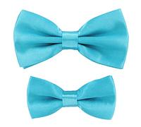 axy Vater-Sohn Partnerlook Fliege Schleife, bereits gebunden, Konfirmation verstellbar in verschiedenen Farben FLIP1 (Ozeanblau)