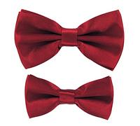 axy Vater-Sohn Partnerlook Fliege Schleife, bereits gebunden, Konfirmation verstellbar in verschiedenen Farben FLIP1 (Weinrot)