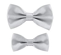 axy Vater-Sohn Partnerlook Fliege Schleife, bereits gebunden, Konfirmation verstellbar in verschiedenen Farben FLIP1 (Lichtgrau)