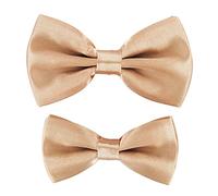 axy Vater-Sohn Partnerlook Fliege Schleife, bereits gebunden, Konfirmation verstellbar in verschiedenen Farben FLIP1 (Beige)