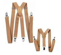 axy Vater-Sohn Partnerlook Hosenträger für Herren-Damen-Kinder (Beige (Herren 2,5cm + Kinder Hosenträger Breit 2,5cm))