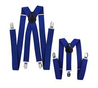 axy Vater-Sohn Partnerlook Hosenträger für Herren-Damen-Kinder (Blau (Herren 2,5cm + Kinder Hosenträger Breit 2,5cm))