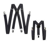 axy Vater-Sohn Partnerlook Hosenträger für Herren-Damen-Kinder (Dunkelgrau (Herren 2,5cm + Kinder Hosenträger Breit 2,5cm))