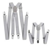 axy Vater-Sohn Partnerlook Hosenträger für Herren-Damen-Kinder (Lichtgrau (Herren 2,5cm + Kinder Hosenträger Breit 2,5cm))