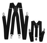 axy Vater-Sohn Partnerlook Hosenträger für Herren-Damen-Kinder (Schwarz (Herren 2,5cm + Kinder Hosenträger Breit 2,5cm))