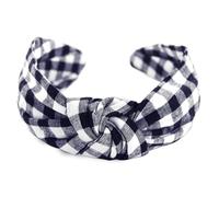 axy Vintage Look Kariert Haarreif - Wunderschön Trachten Haarreifen Damen Stirnband Haarschmuck HR34K (Schwarzblau)