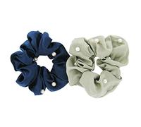 axy XXL Scrunchie Haargummi mit Perlen Set - 2x Stoff Haargummis Zopfhalter Zopfgummi Haarteil Haarband Scrunchies Doppelpack (Set 15)