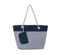 axy XXL Strandtasche mit Reißverschluss Multifunktionale Familie Badetasche Shopper Damen Beach bag Modisch Faltbar Jute (Blau)