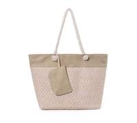 axy XXL Strandtasche mit Reißverschluss Multifunktionale Familie Badetasche Shopper Damen Beach bag Modisch Faltbar Jute (Beige)