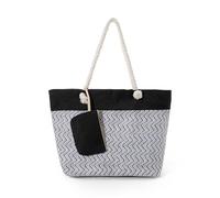axy XXL Strandtasche mit Reißverschluss Multifunktionale Familie Badetasche Shopper Damen Beach bag Modisch Faltbar Jute (Schwarz)