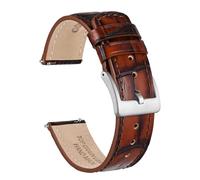 Ayadoo 18mm Uhrenarmband aus Leder mit Alligatorprägung, Echte Lederbänder, Goldbraun