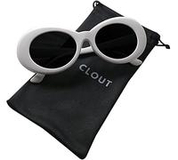 Ayaoch Clout Brille Retro Oval Sonnenbrille Mod Style Kurt Cobain (weiß), Weiß, One Size Fits All