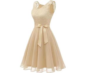 AYAZER Ärmelloses Spitze Chiffon Kurzes Brautjungfernkleid Sommer Vintage Lässiges Sommerkleid Patchwork Rosa Blau Elegante Kurze Abendkleider-4-M