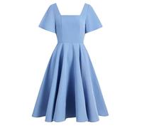 AYAZER Einfarbig Robe Damen Vintage Kleid Damen Sommer Kurzarm Casual Swing Tank Top Elegant Pin Rock Partykleid Plus Size-1-XXL