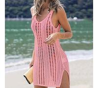 AYAZER Frauen aushöhlen Strandkleid Sexy V-Ausschnitt ärmellos häkeln Badeanzug Cover Up Kleid-d-XL