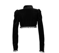 AYAZER Gothic Schwarzer Samt Kurze Steampunk Crop Jacke Langarm Damen Party Bolero Viktorianischer Mantel Vintage Korsett Zubehör Outerwe-Schwarz-L