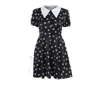 AYAZER Harajuku Vintage Lolita Print Gothic Korsett Minikleid 2023 Neue Damen Umlegekragen Patchwork Punk Mittwoch Gleicher Stil Kleid-Schwarz-S