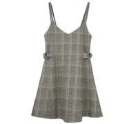 AYAZER Herbst-Damenkleider, Spaghetti-Träger, ärmellos, kariert, lose Wolle, Tunika-Kleid, elegant, hohe Taille, Übergröße, Party-Tank-Top, Grau, XXXL