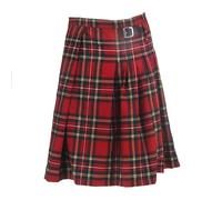 AYAZER Karierter Faltenrock, Retro-Stil, Schnalle im schottischen Stil, mittellanger Rock für Damen und Herren - Rot - XL