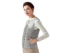 AYAZER Leichte Daunenweste mit Rundhalsausschnitt, lässige kragenlose Weste, große Daunenweste mit V-Ausschnitt - Grau - L