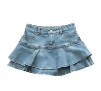 AYAZER Sommerlicher A-Linien-Jeansrock mit niedriger Taille für Frauen, sexy plissierter Mini-Jeansrock, lässiger koreanischer Stil-Photo2-M