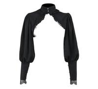 AYAZER Spitze Gothic Schwarz Kurz Steampunk Crop Jacke Kawaii Vintage Wunderschöne Palastbluse Damen Party Bolero Viktorianischer Mantel Korsett-1-L