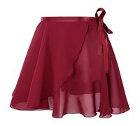AYBUY Damen Ballettrock Wickelrock, Tanz Rock aus Chiffon Mit Verstellbare Taille Krawatte, Gymnastik Ballettrock Geeignet für Mädchen und Frauen (Weinrot)