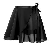 AYBUY Damen Ballettrock Wickelrock, Tanz Rock aus Chiffon Mit Verstellbare Taille Krawatte, Gymnastik Ballettrock Geeignet für Mädchen und Frauen (Schwarz)