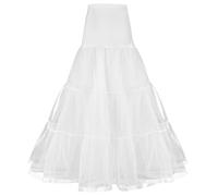AYBUY Vintage Langer Petticoat, 1950er Damen Tüll Ballettrock, Geeignet für Halloween, Karneval, Rockparty, Retro-Abschlussball, Hochzeit, Weiß(XL)