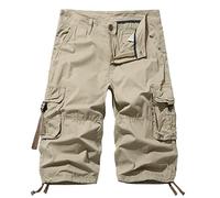 AYG Cargo 3/4 Hose Herren Bermuda Cargo Shorts Vintage Männer Capri Kurze Sommerhosen