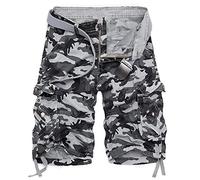 AYG Cargo Shorts Herren Sommer Kurze Hosen Camo Bermuda Short(Grau Camo, 31)