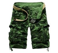 AYG Cargo Shorts Herren Sommer Kurze Hosen Camo Bermuda Short(Grün Camo, 40)