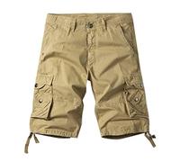 AYG Cargo Vintage Shorts Männer Bermuda Shorts Herren Kurze Sommer Hosen Khaki, 36
