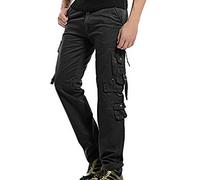 AYG Herren Cargo Hose Arbeit Hose Cargo Combat Baumwolle # 018 Gr. W29, Black#018