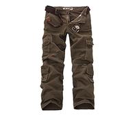 AYG Herren Cargo Hose Baumwolle Militär Hose(Brown,31)