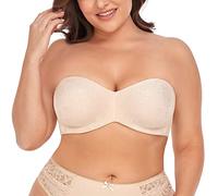 Ayigedu Trägerloser Damen-BH, Übergröße, nicht gepolstert, Minimizer, Komfort, Multiway-BH, beige, 85G