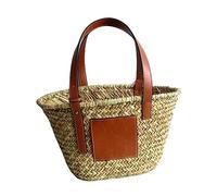 AYKANING Strohtaschen Damen,Korbtaschen Damen Sommer Strand Stroh Korb Taschen Casual Rattan Große Kapazität Tote Frauen Handtaschen Wicker Gewebt Lady Handtaschen(Brown Big)