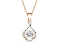 Ayoiow 14K Roségold Halskette Damen Vintage Schwebender Stern, Wassertropfen mit Moissanit und Moissanit, Damen Kette Rosegold für Freundin