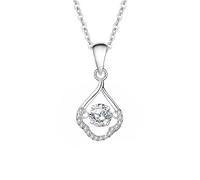 Ayoiow 18K Weißgold Halskette Weißgold Damen Schwebender Stern, Wassertropfen mit Moissanit und Moissanit, Halskette Stern für Freundin
