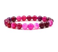 Ayoiow 20cm Armbänder 10mm Naturstein Gestreift Achat Stein Rot Armbänder für Herren