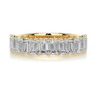 Ayoiow 9K/14K/18K Gelbgold Hochzeit Ringe Gold Damen, Eheringe Ewigkeitsring mit 3X5 mm Moissanit