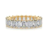 Ayoiow 9K/14K/18K Gelbgold Verlobungsring Damen, Eheringe Ewigkeitsring mit 3X4 mm Moissanit