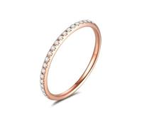 Ayoiow 9K/14K/18K Roségold Ringe Frauen Gold Damen, Eheringe Halb-Ewigkeitsring mit Rundem, 0,1 ct Labor-Diamant