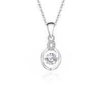 Ayoiow 9K Weißgold Gold Anhänger Gold Einfache Ovale Form mit Moissanit und Moissanit für Damen, Silber Weißgold Kette Damen für Freundin